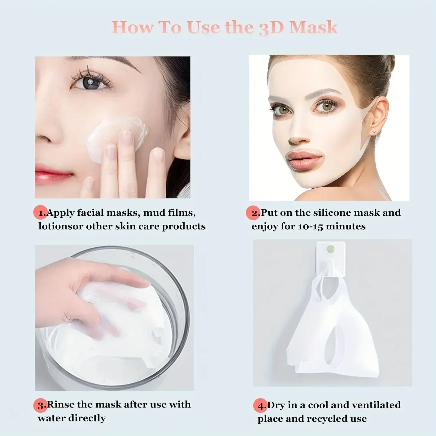 1pcs Silicone Facial Mask Moisturizing Mask Cover Anti-evaporation Beauty Facial Tool Reusable Mask Fixing Cover - Image 3