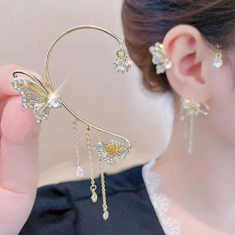 （Elegant und bequem, kein Ohrloch erforderlich）🌸🦋 – 𝐂𝐙𝐓𝐈𝐂𝐋𝐄® Schlichte Ohrclips mit Schmetterlings- und Blumenmotiv & Quasten （Letzter Tag Sonderangebot – 80% Rabatt 🔥） - Image 5